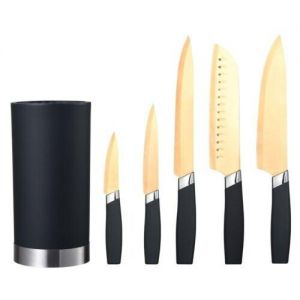Silan Online Shop סכינים+כלי מטבח XITUO Golden/Black Kitchen Chef Knife Set Stainless Steel Slicing/Paring/Cooking